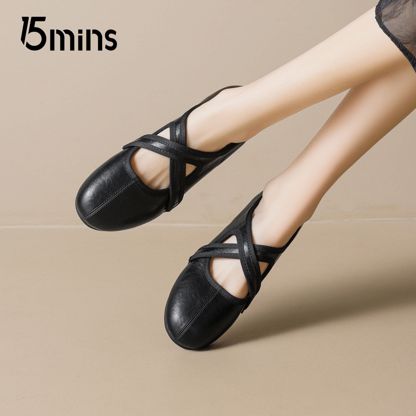 15mins黑色交叉带玛丽珍鞋女2026新款春夏复古法式芭蕾鞋平底单鞋,淘宝优惠券,粉丝福利购,淘宝优惠卷