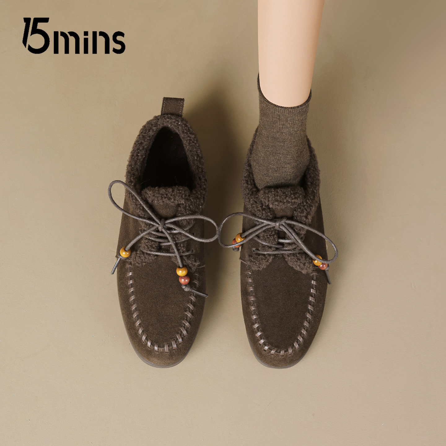 15mins加绒勃肯棉鞋女2025新款冬季软底小皮鞋通勤百搭保暖乐福鞋,淘宝优惠券,粉丝福利购,淘宝优惠卷