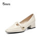 15mins white light mouth single shoes for women thick heels