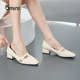 15mins white light mouth single shoes for women thick heels