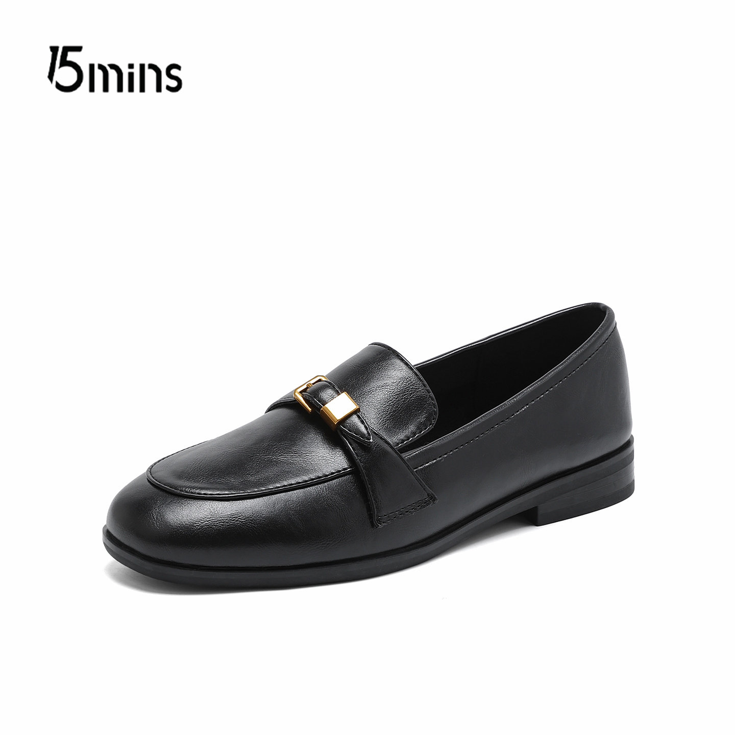15mins皮带扣乐福鞋女2026新款春季黑色一脚蹬百搭软底深口单鞋子,淘宝优惠券,粉丝福利购,淘宝优惠卷