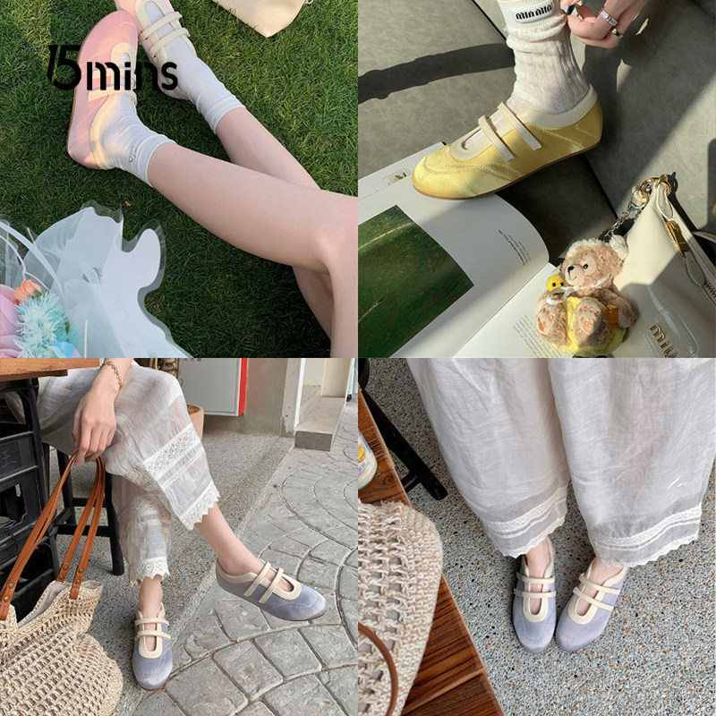 15mins芭蕾风玛丽珍鞋复古平底双魔术贴圆头懒人休闲鞋女2026春季,淘宝优惠券,粉丝福利购,淘宝优惠卷