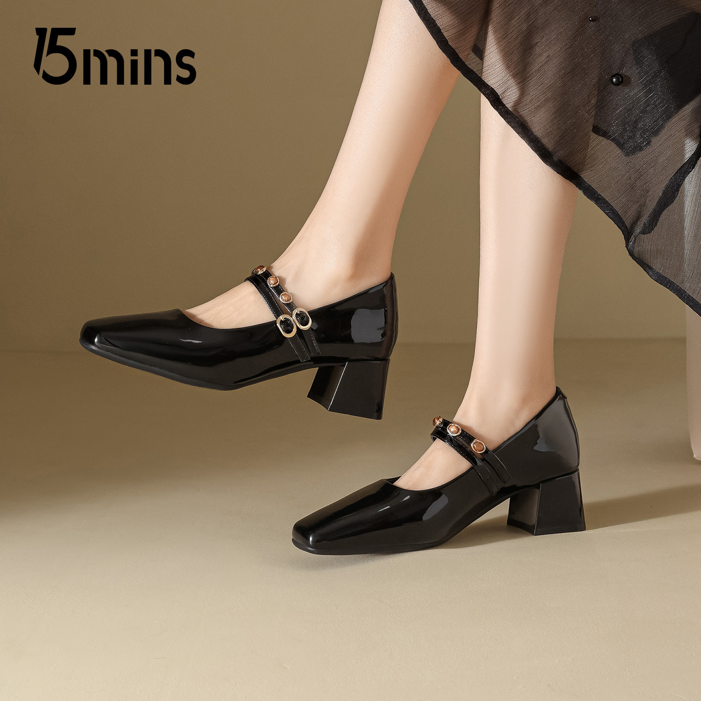 15mins高跟玛丽珍鞋女2026春夏季新款法式通勤小皮鞋软底浅口单鞋,淘宝优惠券,粉丝福利购,淘宝优惠卷