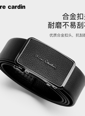 皮尔卡丹内扣式皮带男士真皮自动扣高档腰带纯牛皮正品男式裤腰带