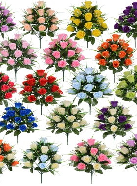 义乌厂家直供把花玫瑰假花