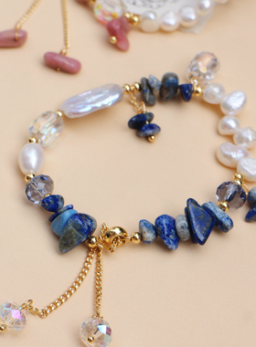 法式简约淡水珍珠天然石手链女