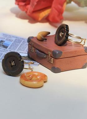 木质纽扣食指戒指小众设计感