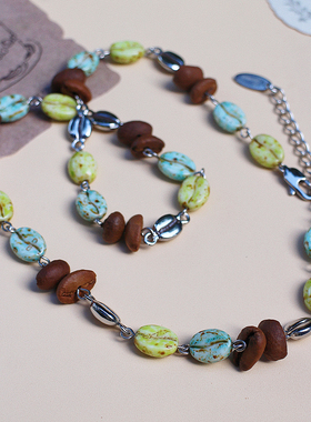 myzoo真咖啡豆吊坠毛衣链项链树脂复古文艺个性串珠暗黑系配饰女