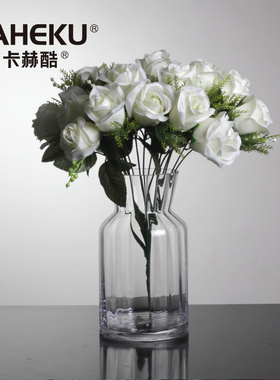 kaheku透明竖纹插花玻璃花瓶