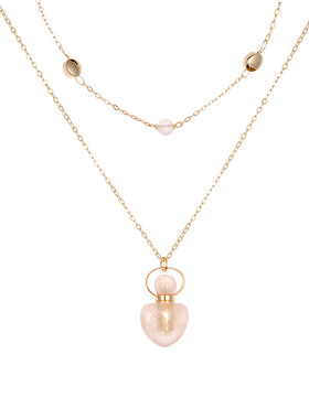 天然粉水晶香薰精油瓶迷你吊坠