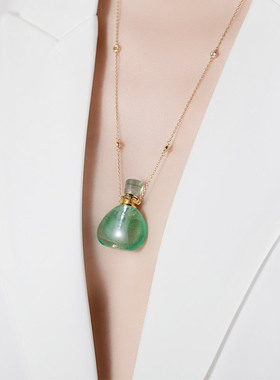 绿萤石精油瓶福袋两用香薰吊坠