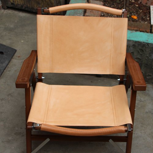 定制手工植鞣头层牛皮实木写生露营户外休闲椅便携折叠钓鱼旅游椅 - 图2