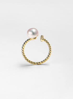 戴拉时尚简约淡水珍珠开口戒指