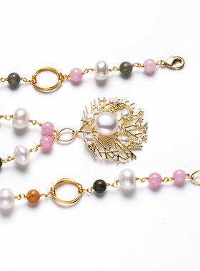 戴拉个性时尚雪花淡水珍珠项链