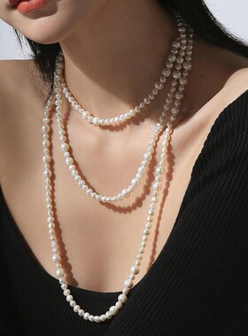 戴拉淡水珍珠名媛气质长款全珠链