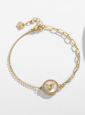 优雅蝴蝶贝壳ins风同款项链耳钉