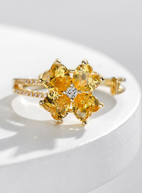 闪耀高级感时尚潮开口水晶花朵