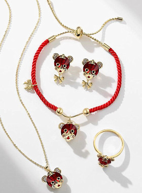 福运平安老虎戒指项链手链耳环