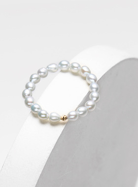 戴拉18K金天然淡水小米珍珠戒指