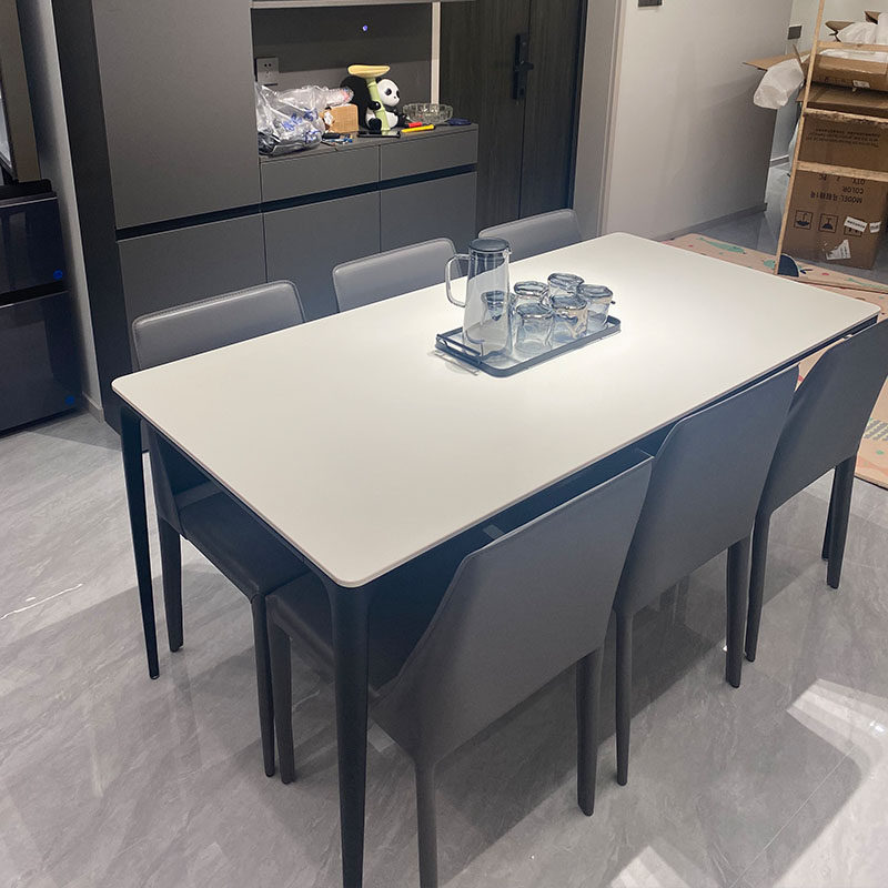 新款小户型意式极简餐桌椅家用实心铝合金岩板餐桌长方形网红饭桌,淘宝优惠券,粉丝福利购,淘宝优惠卷