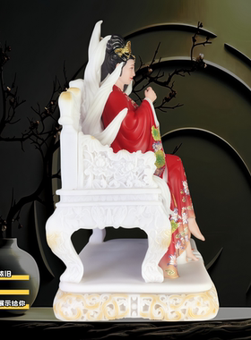 2025新款菩萨家用汉白玉彩实心九尾狐神像佛像玄关桌摆件