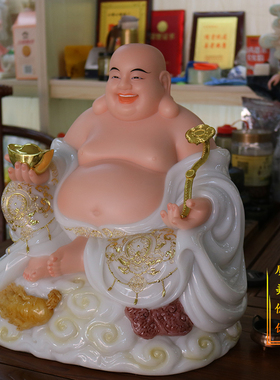 工厂直销汉白玉开口笑桌面摆件