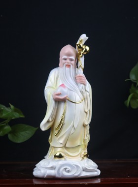 福禄寿三星菩萨佛像神像家用客厅过寿送礼合成汉白玉石粉雕刻彩绘