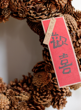 天然松果干花花环挂饰橱窗布置