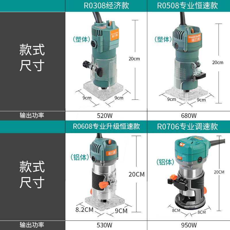 普力捷多功能电木铣电动修边机雕刻机木工铣槽开孔机套装工具包邮 - 图1