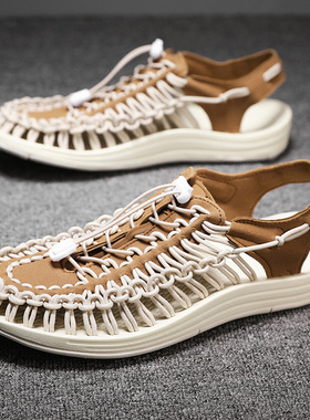 编织男凉鞋罗马沙滩鞋 Sandals woven men's casual beach shoes