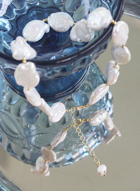 欧洲小众巴洛克珍珠短手链颈链