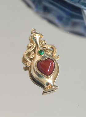 镂空雕花玛瑙碧玉如意宝瓶吊坠古