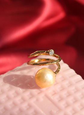 欧美风巴洛克珍珠双层开口戒指