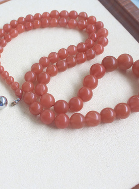 天然原矿保山南红玛瑙塔链项链