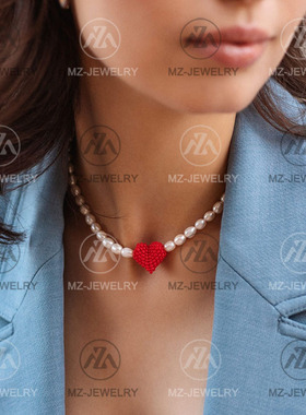 淡水珍珠百搭立体爱心桃心项链女