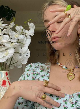 希腊金色复古桃心欧美淡水珍珠