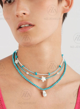 欧美小众设计淡水葫芦珍珠彩项链