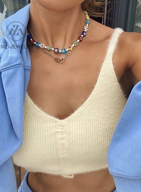 希腊设计师小众花朵欧洲珍珠项链