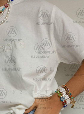 CHOKER设计师玻璃圆花短款珍珠