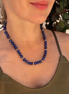 小众天然老矿青金石项链时髦气质