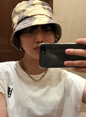 欧美高级感贝壳淡水彩虹时髦项链