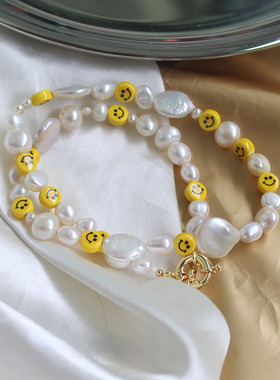 小众设计waldberlin笑脸珍珠项链
