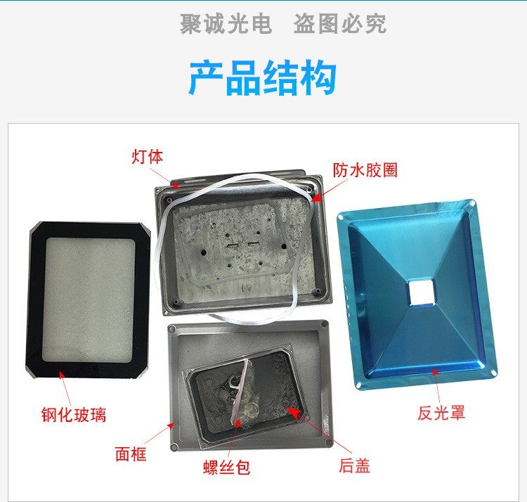LED投光灯外壳泛光灯套件10W20W30W50W100W150W200W厚料足瓦配件,淘宝优惠券,粉丝福利购,淘宝优惠卷