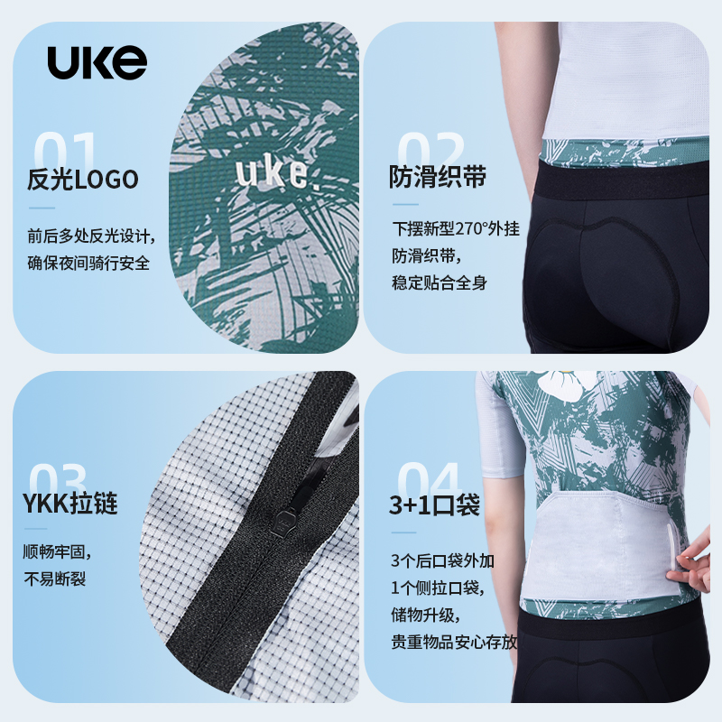 UKE骑行服女子短袖春夏新款公路自行车速干透气个性骑行上衣A011-图2