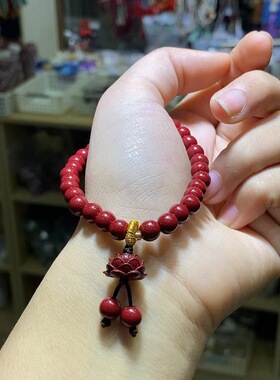 通货款朱砂紫金砂手链莲花吊坠手串紫沙红色朱砂厂家