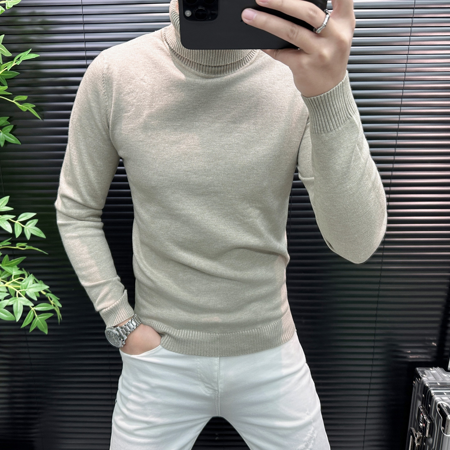 高端简约秋冬男士高领毛衣韩版修身纯色保暖内搭男针织衫打底毛衣,淘宝优惠券,粉丝福利购,淘宝优惠卷