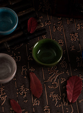 复古冰裂小碗摆件文字背景布