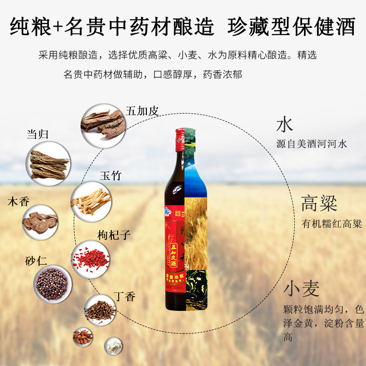 致中和五加皮酒方瓶新饮法38度6/12瓶整箱装江浙沪皖包邮保健酒 - 图2