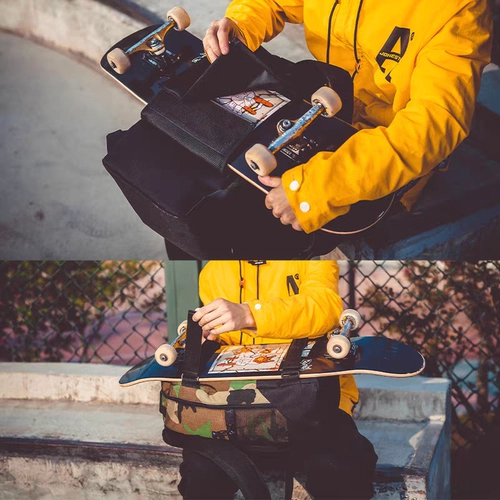 Скейтборд с двумя изогнутыми концами, рюкзак, защитное снаряжение, сумка-органайзер