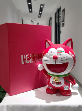 开运招财猫哆啦A梦树脂镜面电镀GK潮玩公仔桌面装饰摆件开业礼物